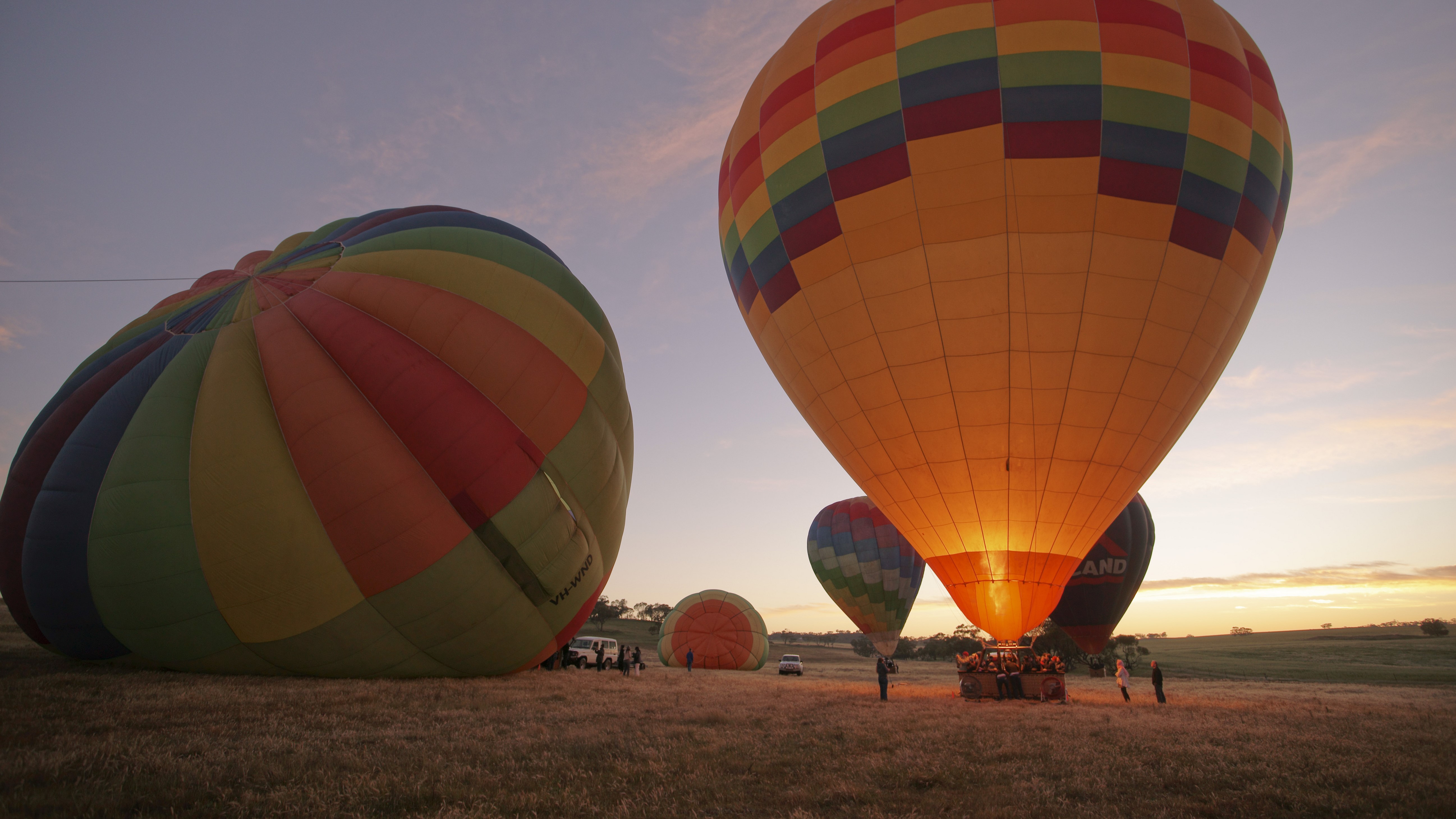 hot air balloons in the Avon Valley at dawn